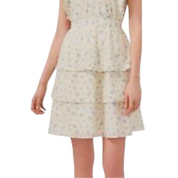 🌺1.STATE Elegant Cream Tiered Ruffle Dress Size Medium -- Small Flaw shown🌺 - Picture 4 of 7